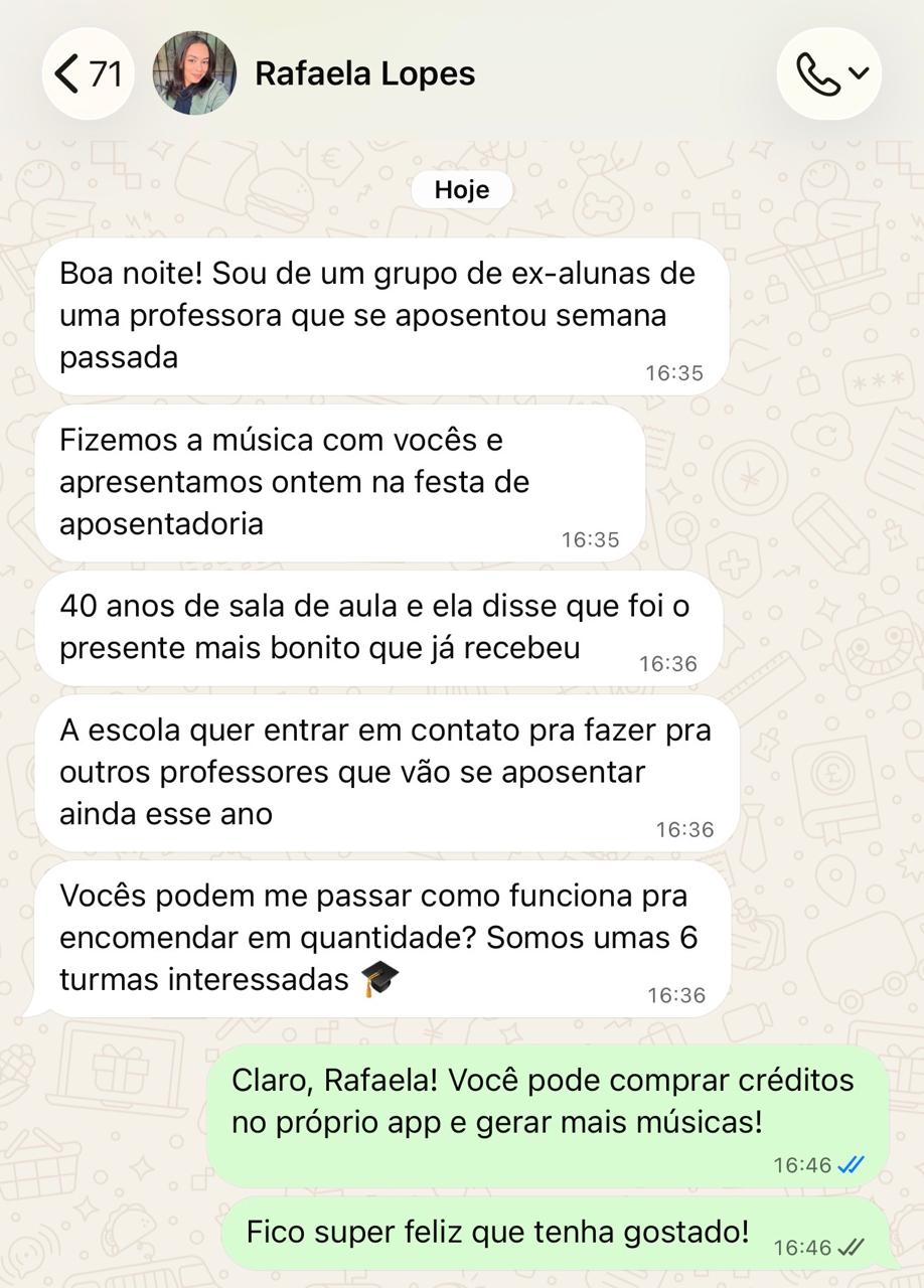 Rafaela conta sobre a homenagem à professora que se aposentou