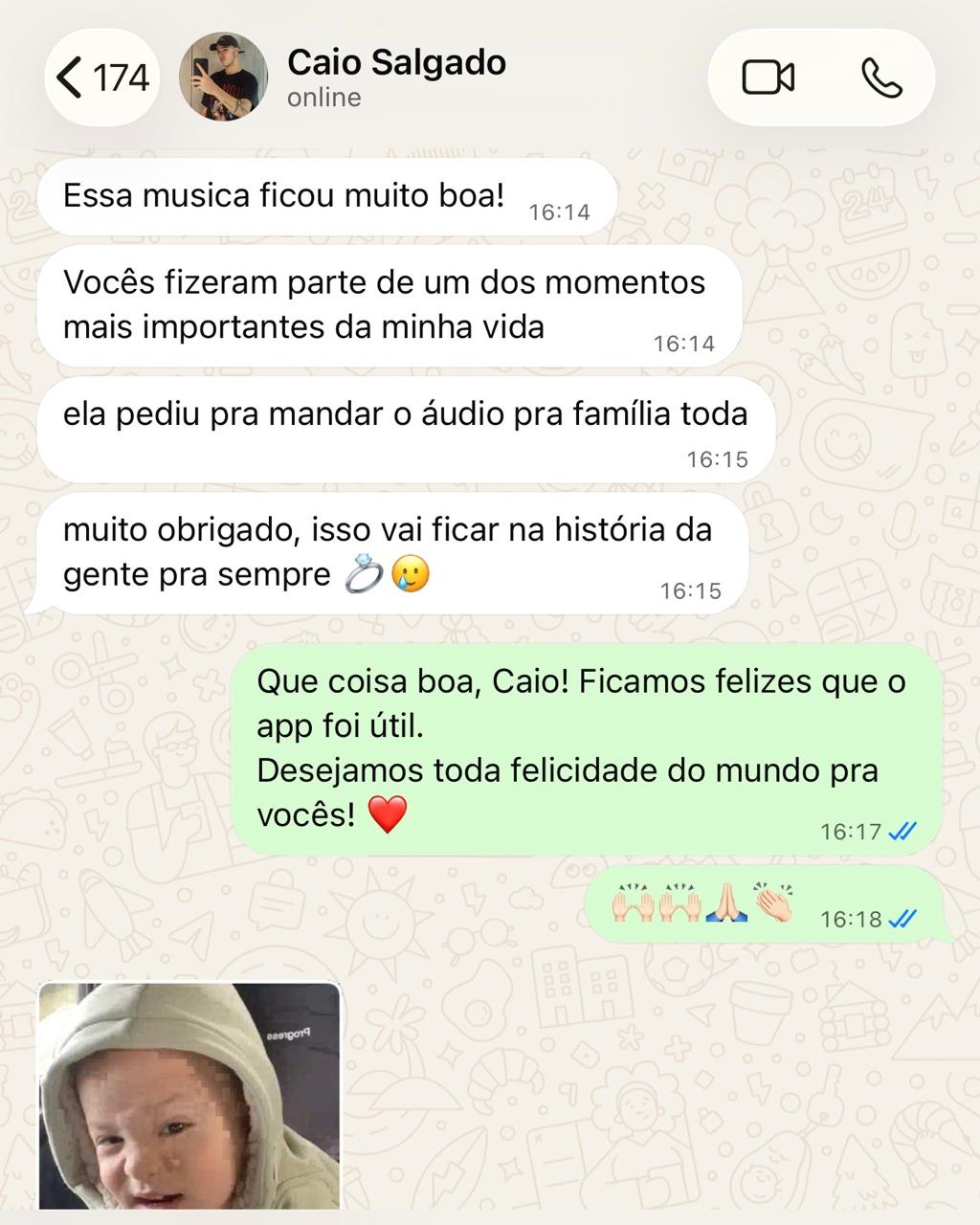 Caio agradece pela música do pedido de casamento